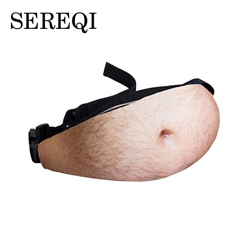 SEREQI-3D 여성 배꼽 주머니 벨트 가방, PU 참신한 남자 맥주 배꼽 허리 가방, 여행 전화 도난 방지 주최자 허리 패키지